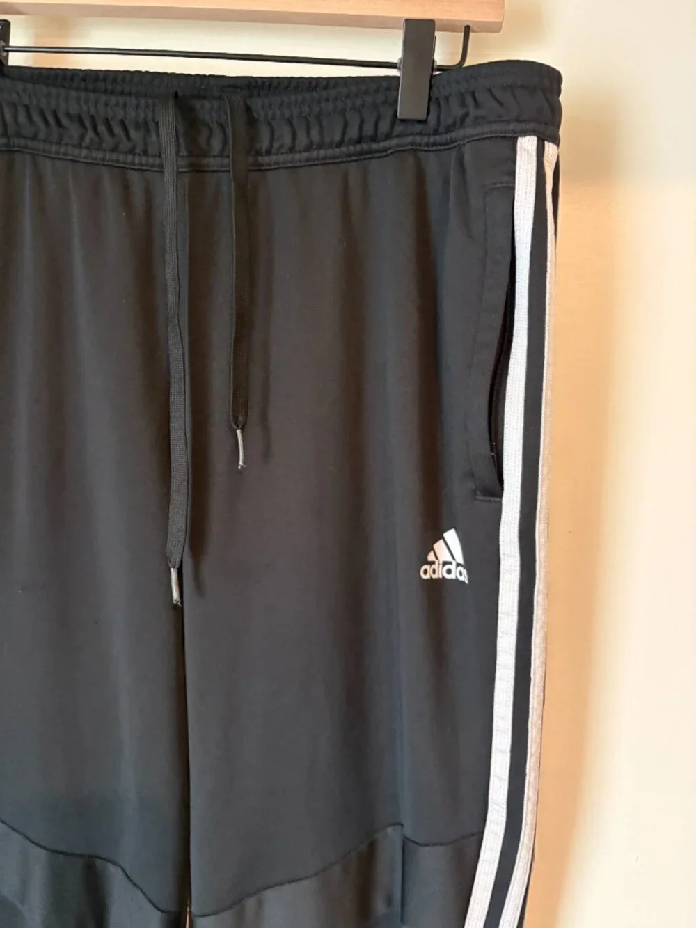 Adidas ClimaLite Black 3 Stripe Track Pants Men’s XL Drawstring Athletic